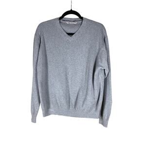 Cutter & Buck Men’s Large Gray V-Neck Sweater Preppy Casual Pullover